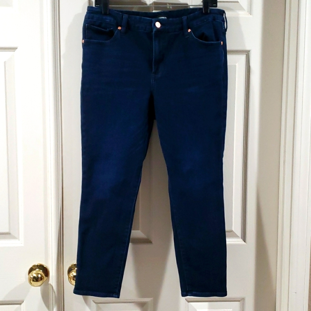 Express Mid Rise FlexX Dark Wash Skinny Jeans